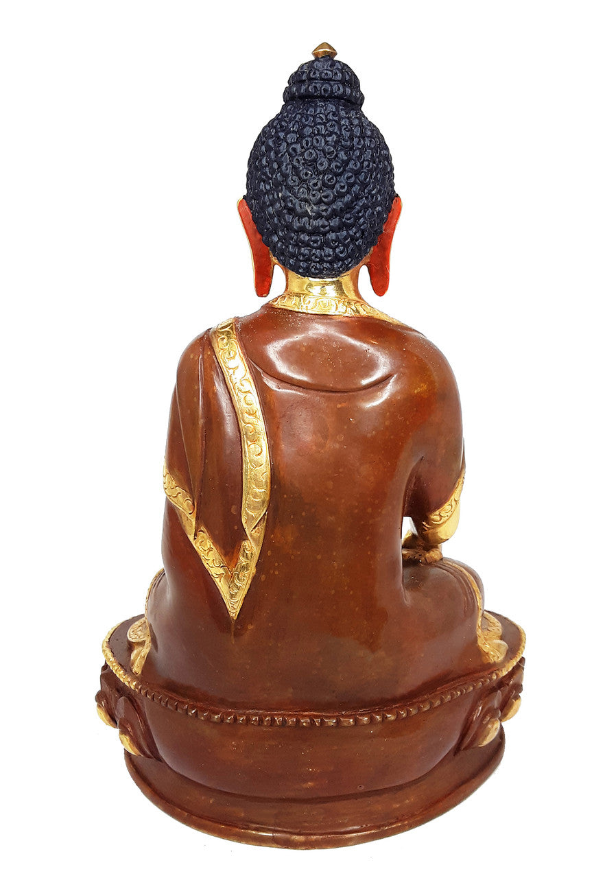 Shakyamuni Statue,  Half Gold Plated, 8"