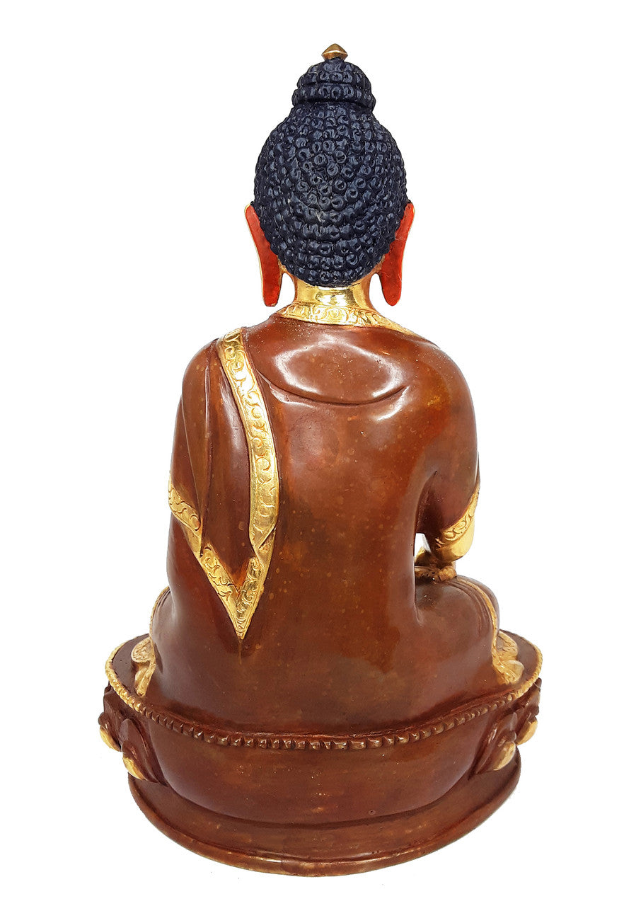 Shakyamuni Statue, Gold Plated 8"