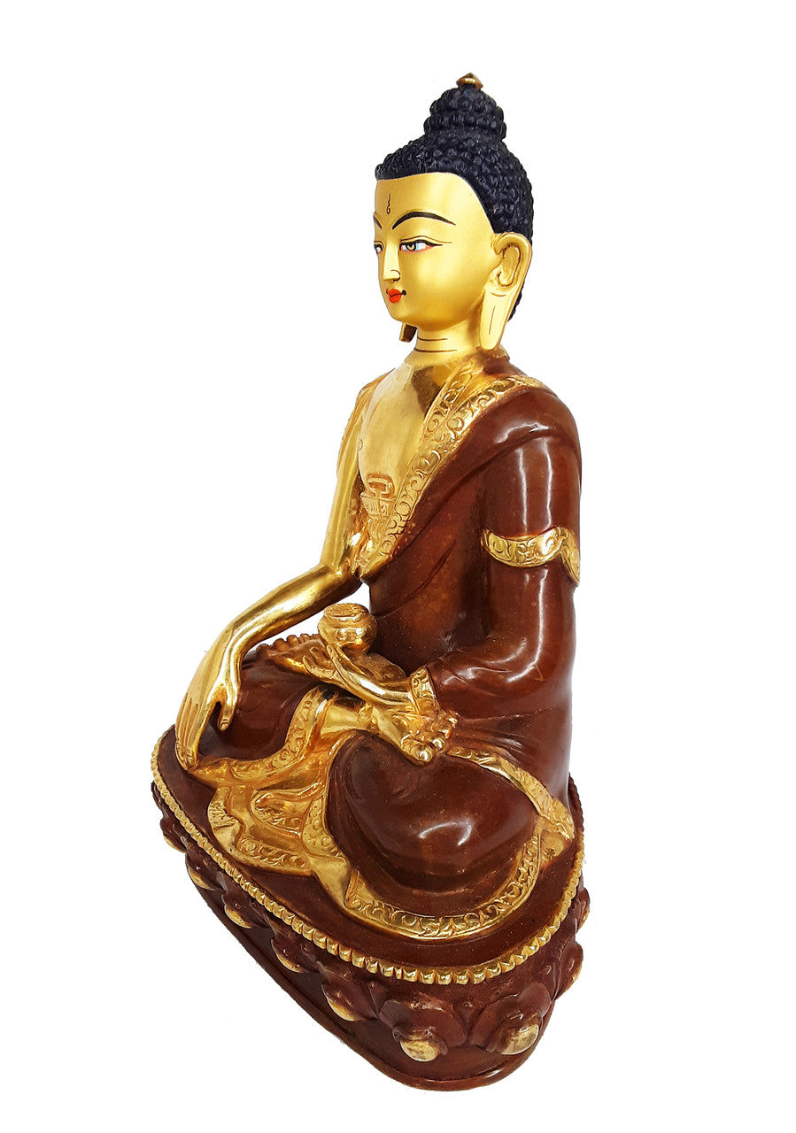 Shakyamuni Statue, Gold Plated 8"