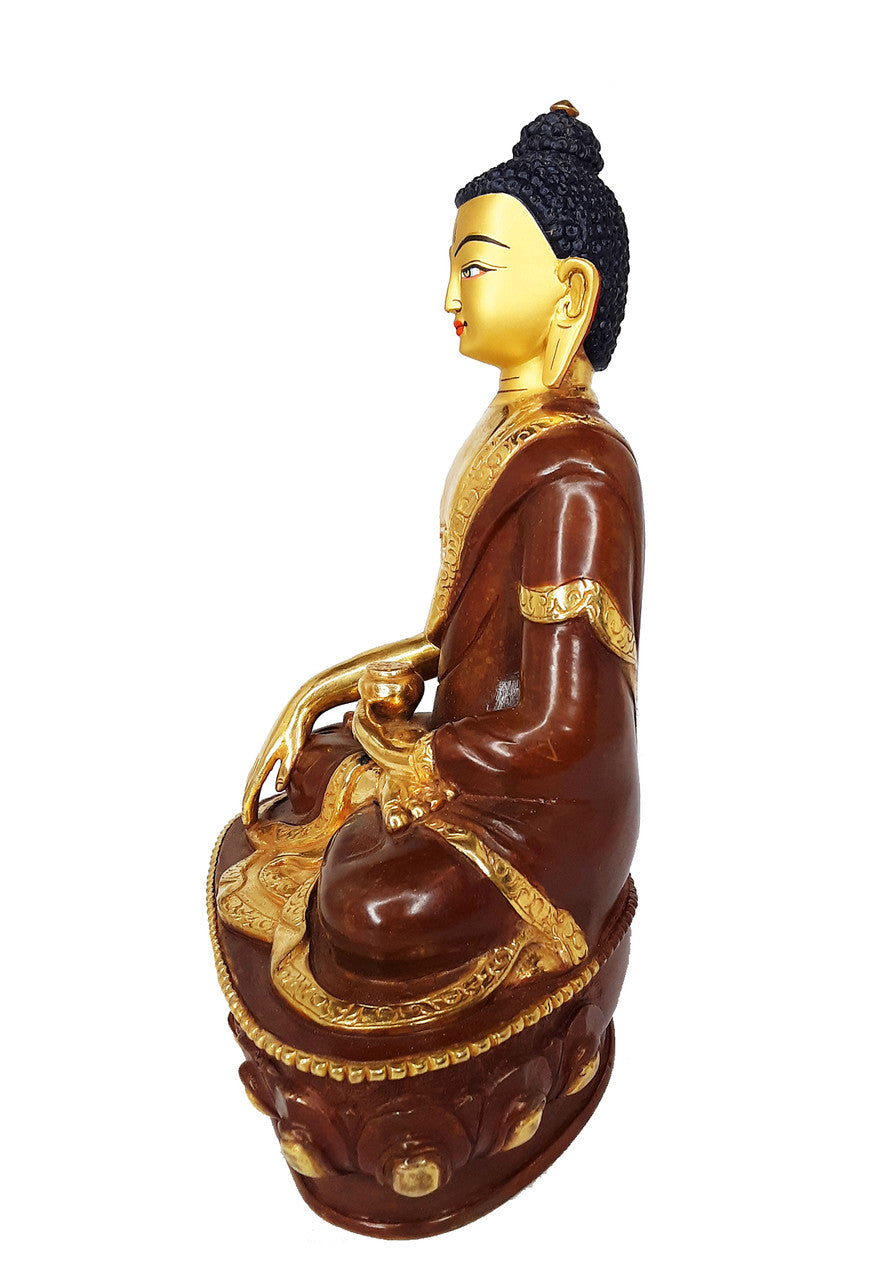 Shakyamuni Statue, Gold Plated 8"