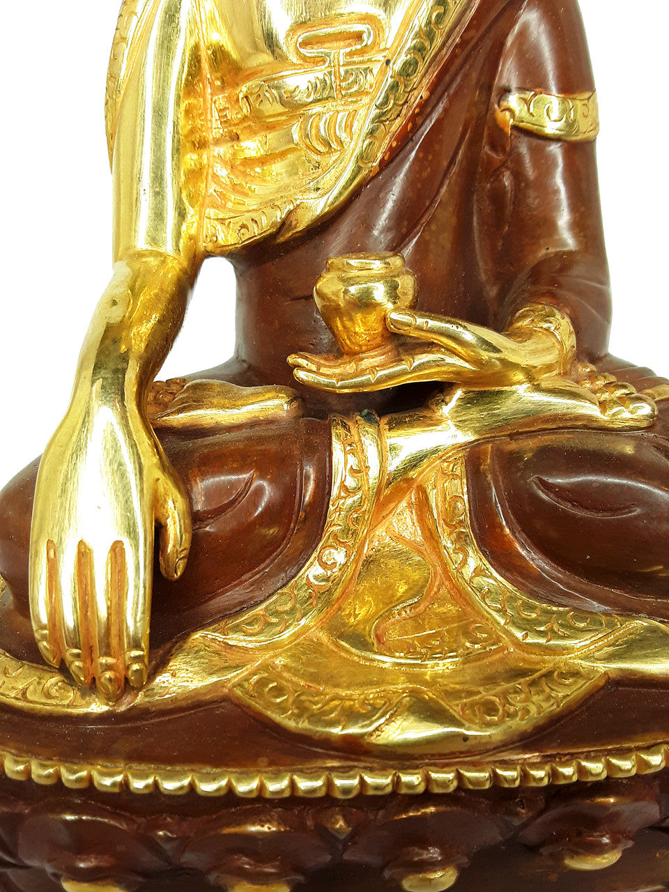 Shakyamuni Statue,  Half Gold Plated, 8"