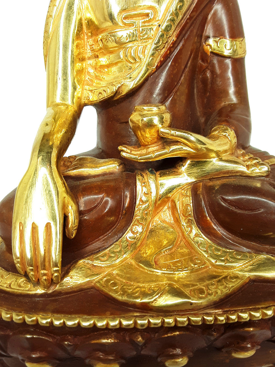Shakyamuni Statue, Gold Plated 8"