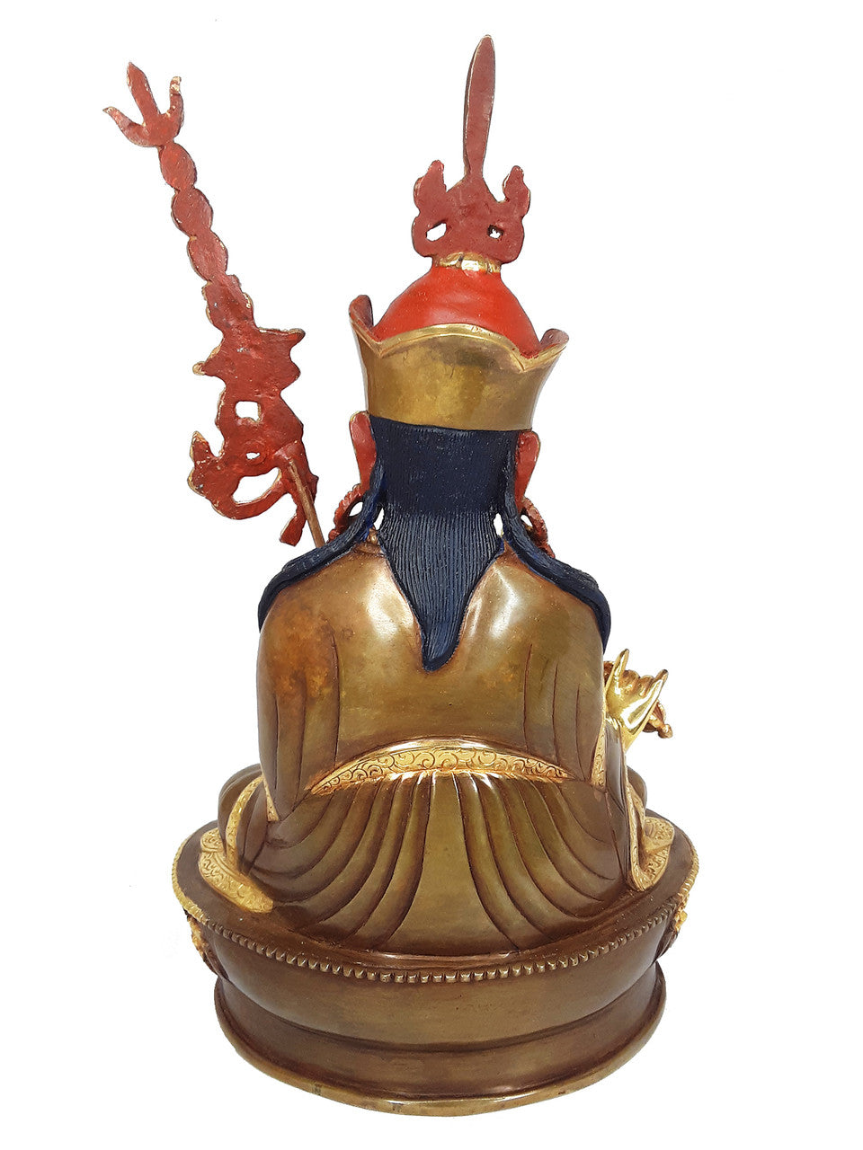 Guru Rinpoche Statue, Half-Gold Plated Copper, 9"