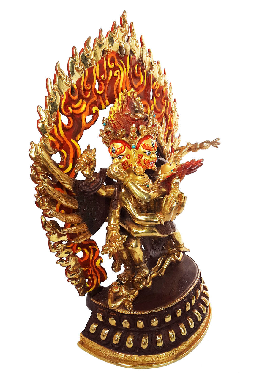 Vajrakilaya Statue,  Gold-Plated Copper, 9"