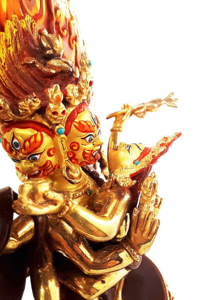 Vajrakilaya Statue,  Gold-Plated Copper, 9"