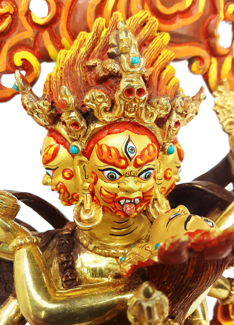 Vajrakilaya Statue,  Gold-Plated Copper, 9"