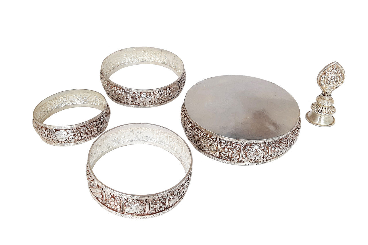 Silver-Plated Mandala Set, 4.5"