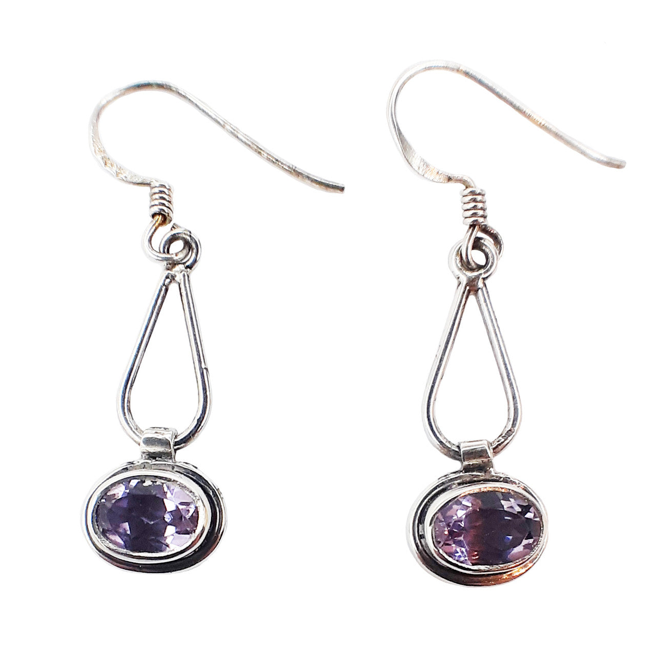 Faceted Amethyst Oval Earrings