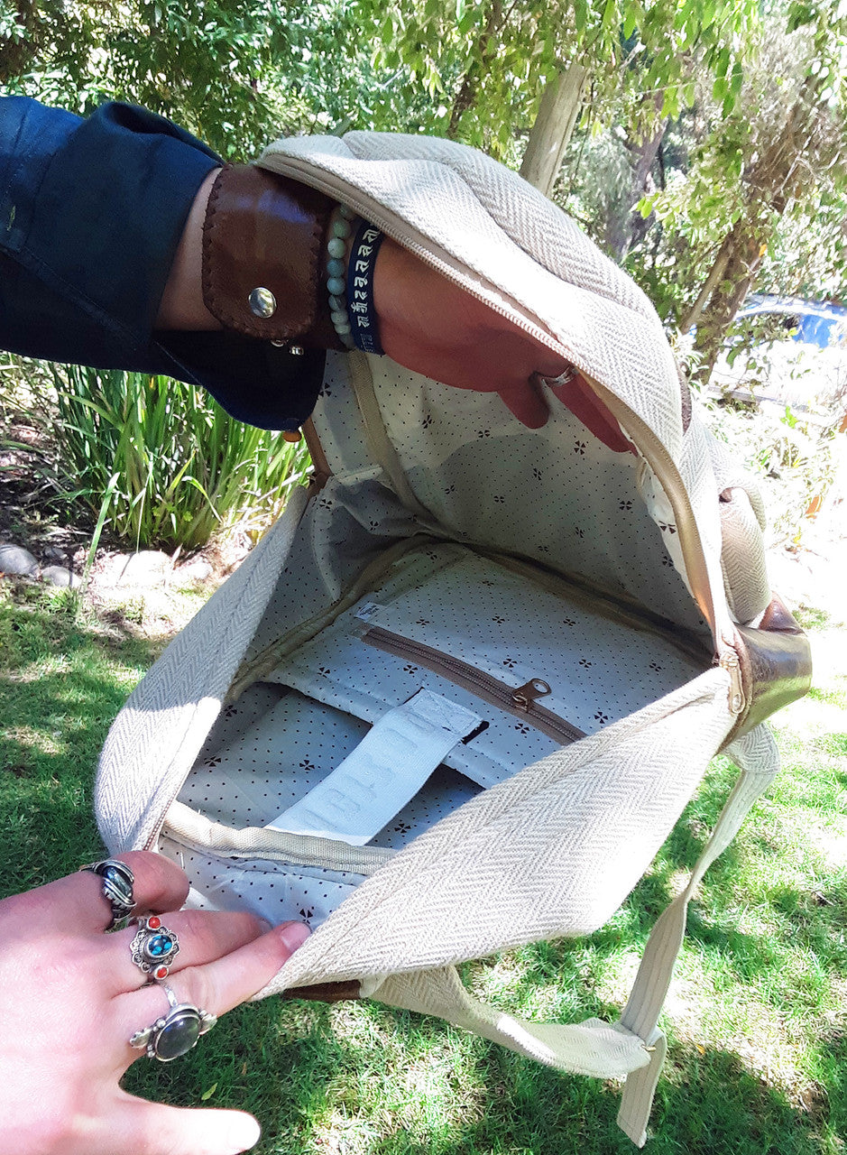 Backpack, Tan/ Leather