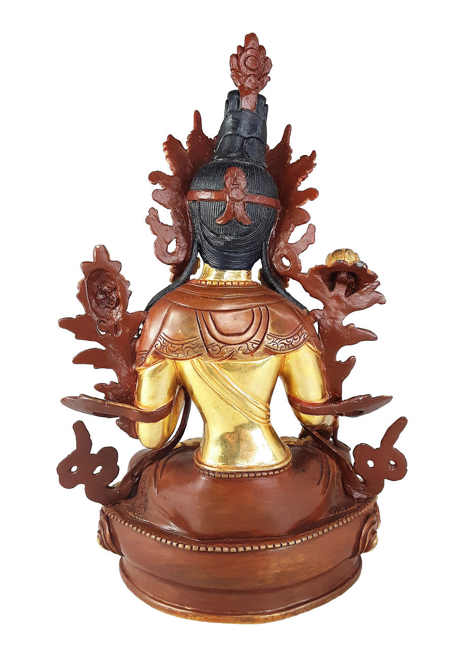 White Tara statue, Gold Plated 8.75"