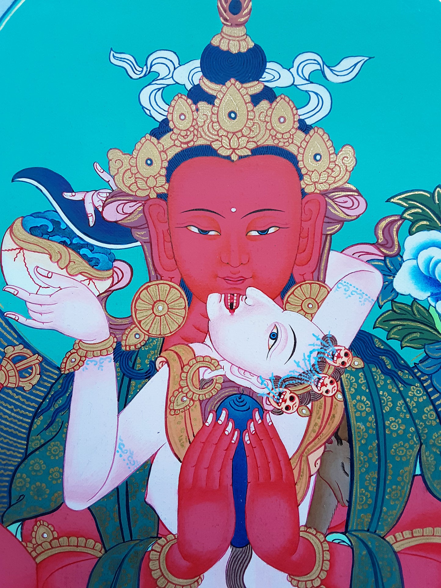 Red Chenrezig Yab-Yum Thangka