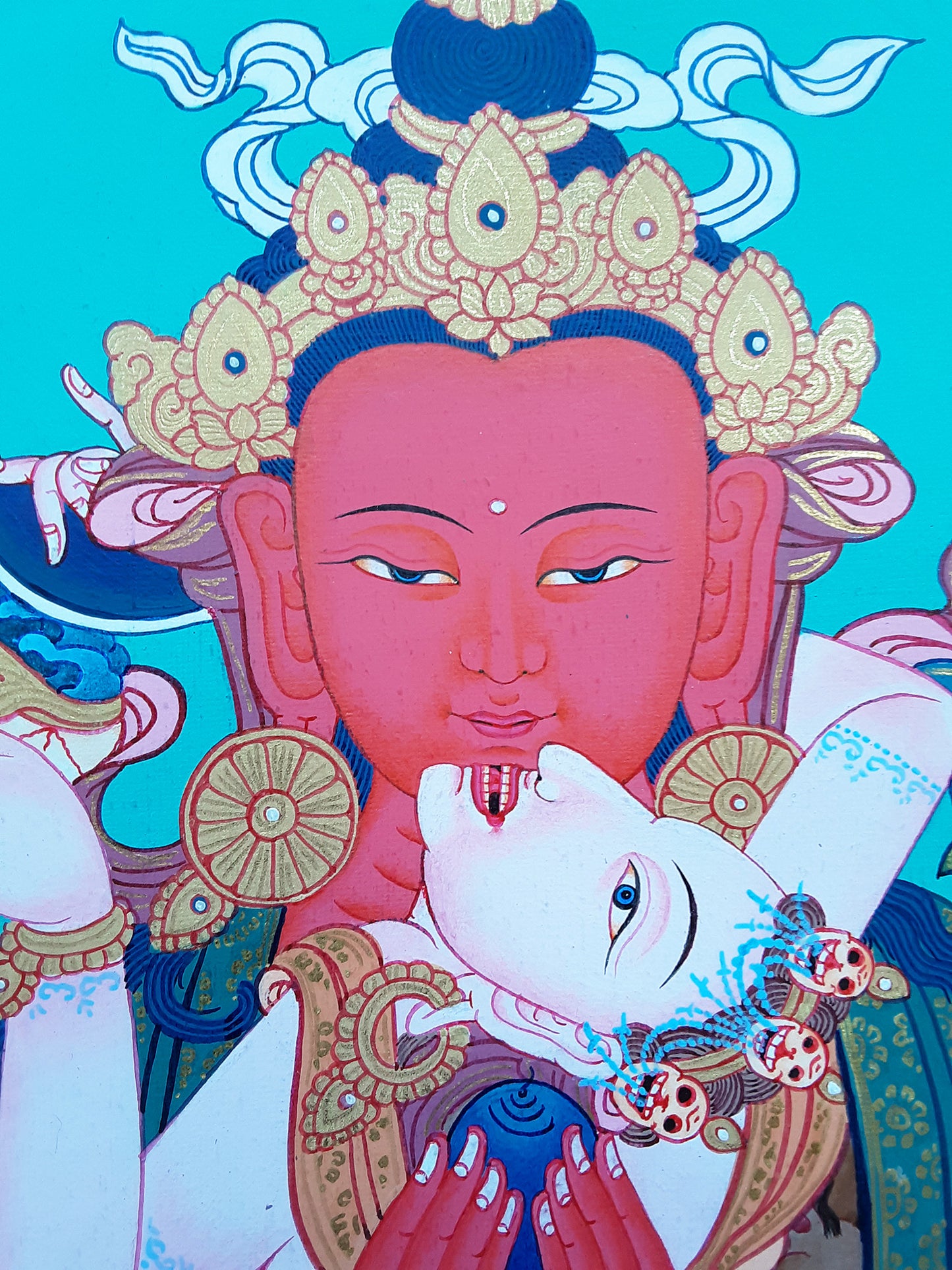Red Chenrezig Yab-Yum Thangka 32"x42"
