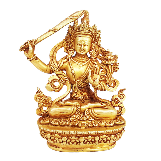 Manjushri Statue Gold Plated 3.5 "