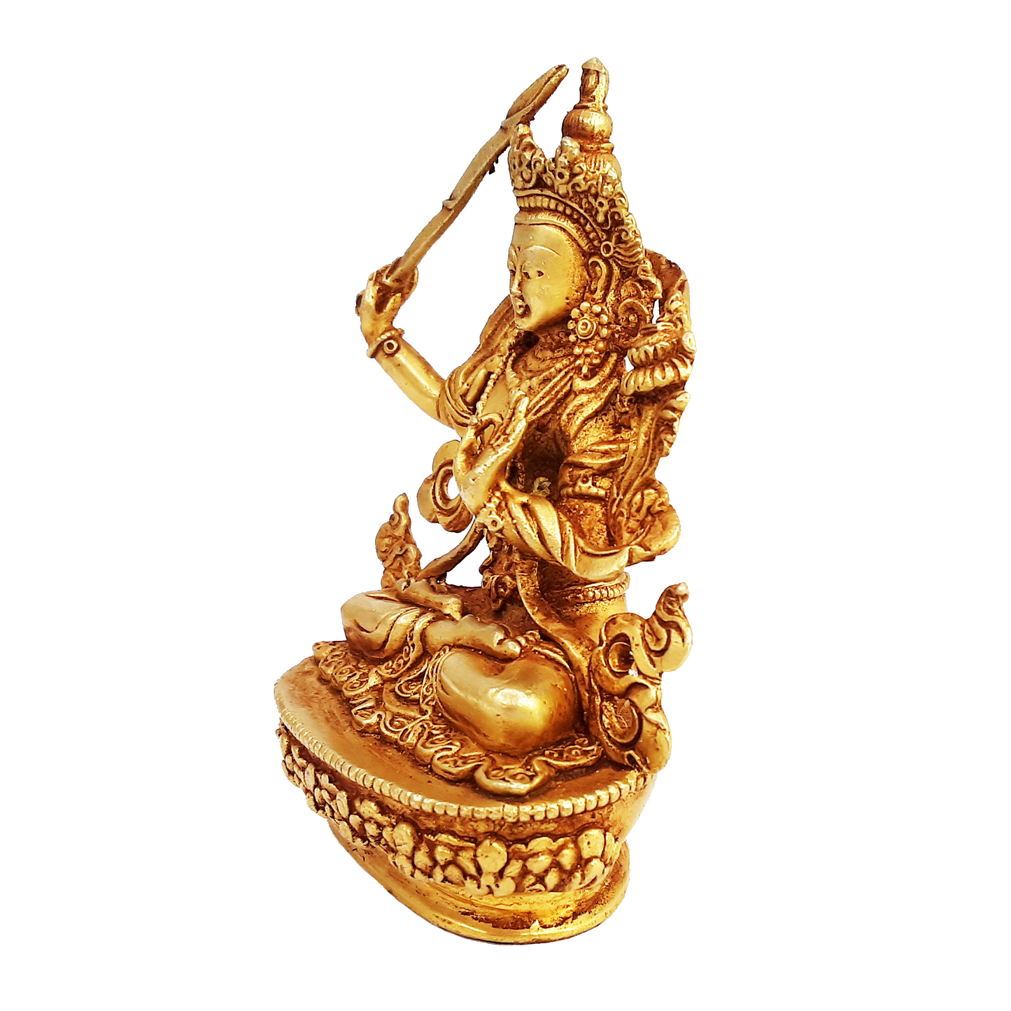 Manjushri Statue Gold Plated 3.5 "