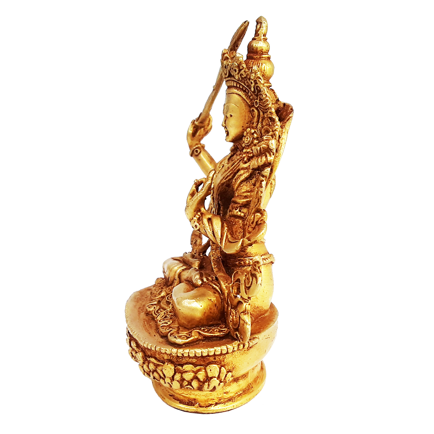 Manjushri Statue Gold Plated 3.5 "