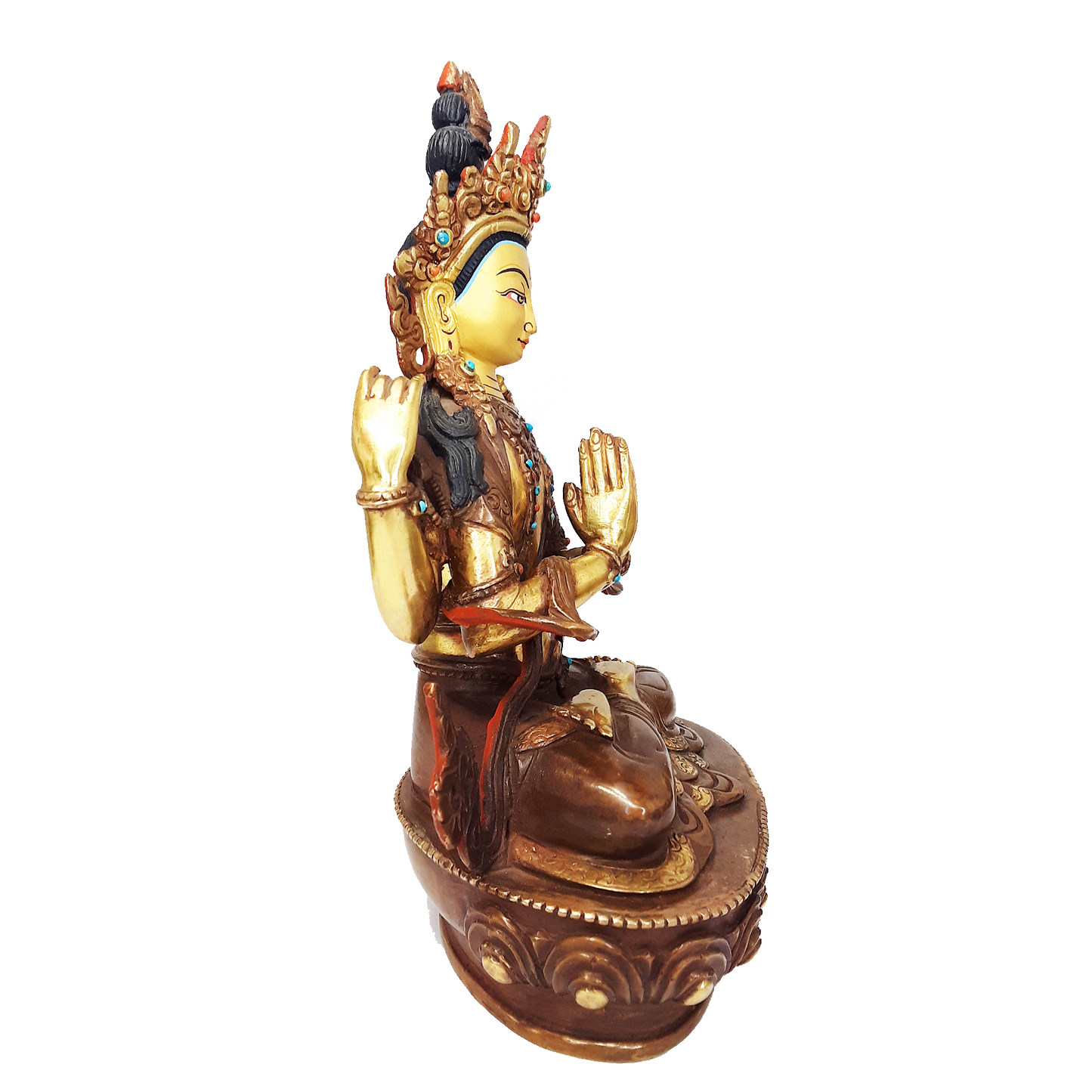 Chenrezig Statue Gold Plated  8.25"