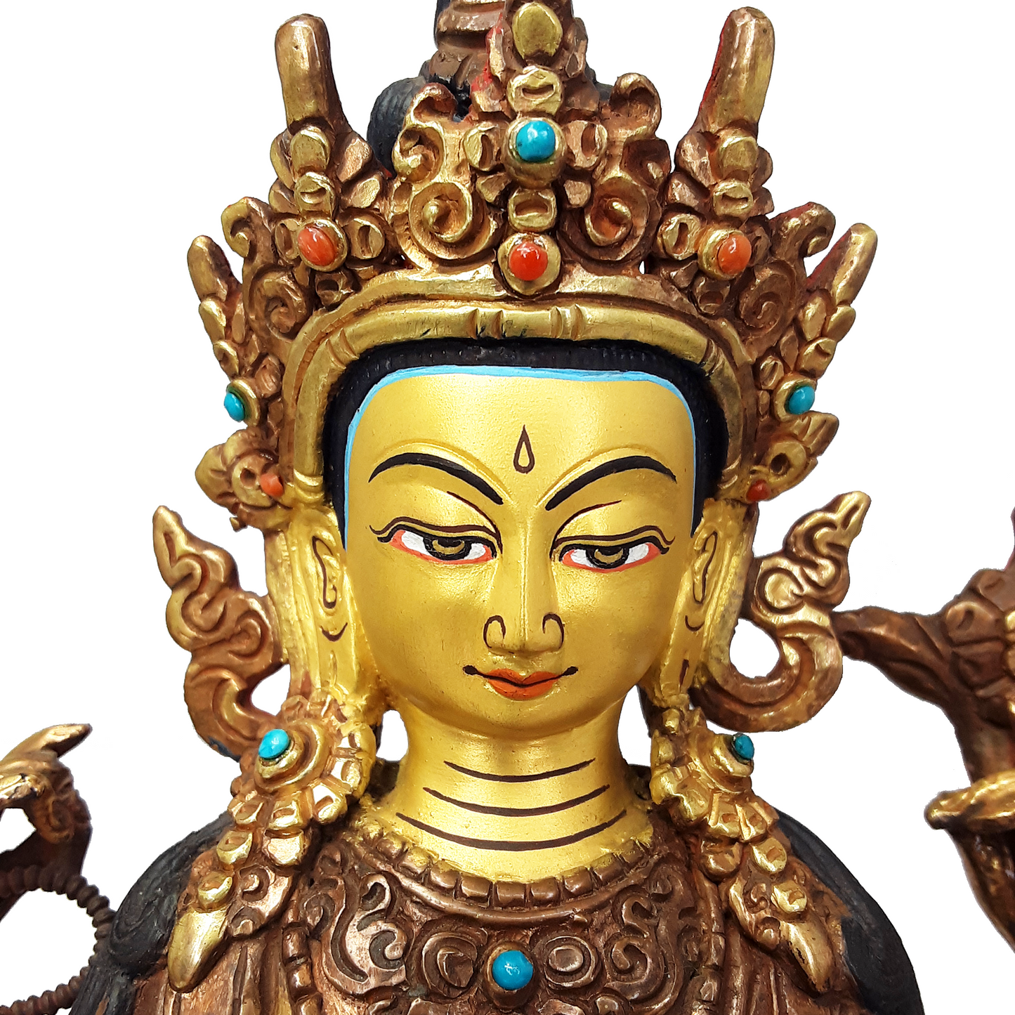 Chenrezig Statue Gold Plated  8.25"