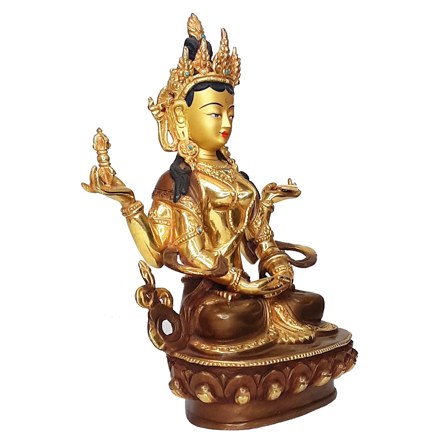 Prajnaparamita Statue Gold Plated 8.75"