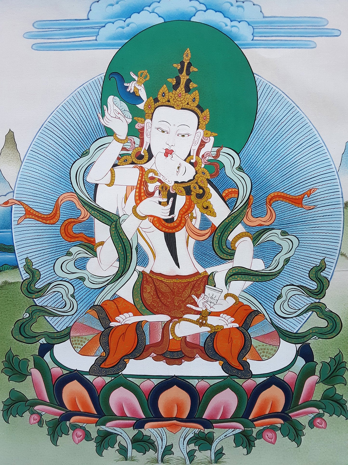 Vajrasattva Yabyum Thangka 32"x44"