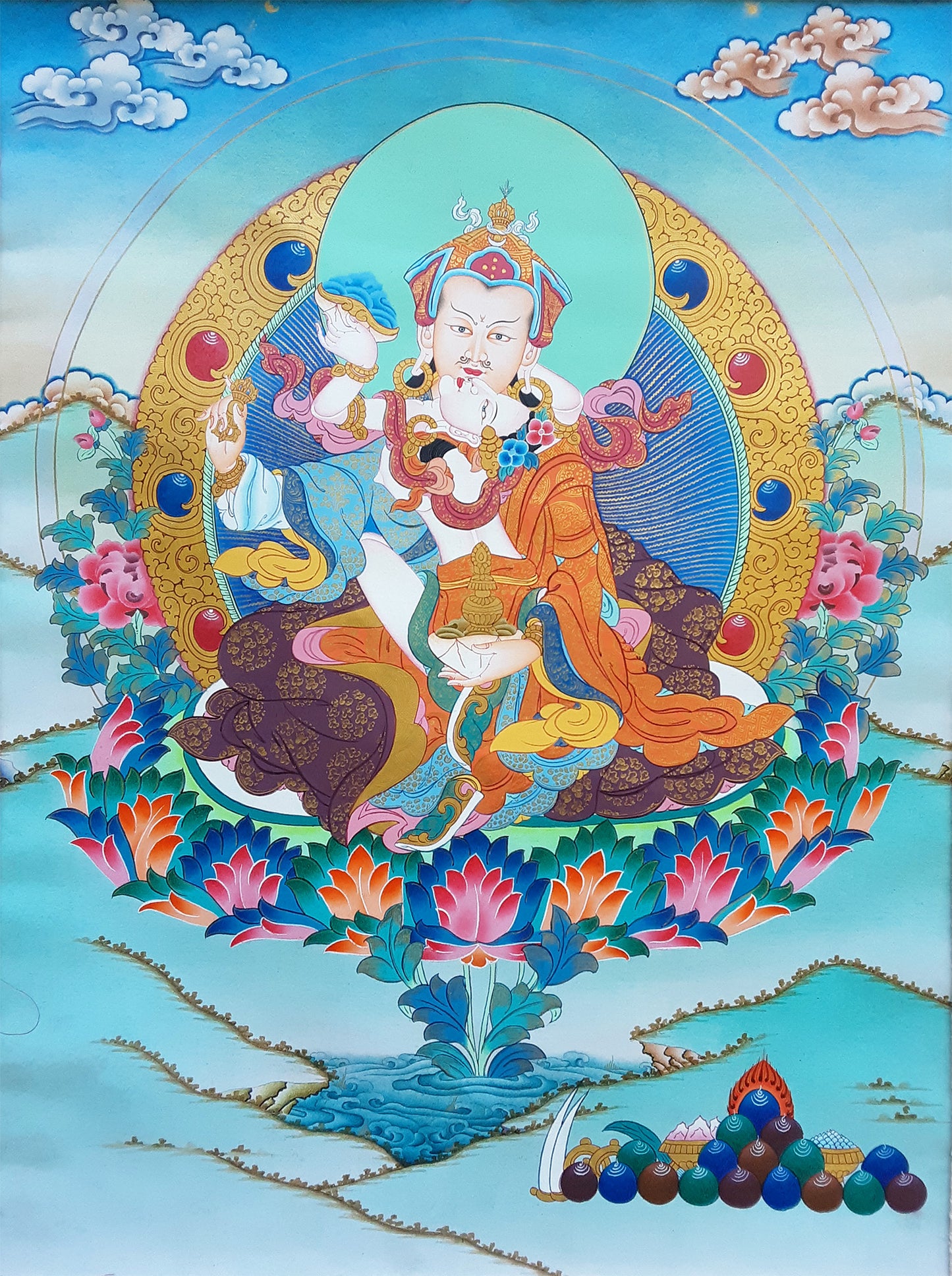 Guru Rinpoche Yabyum Thangka 32"x42"