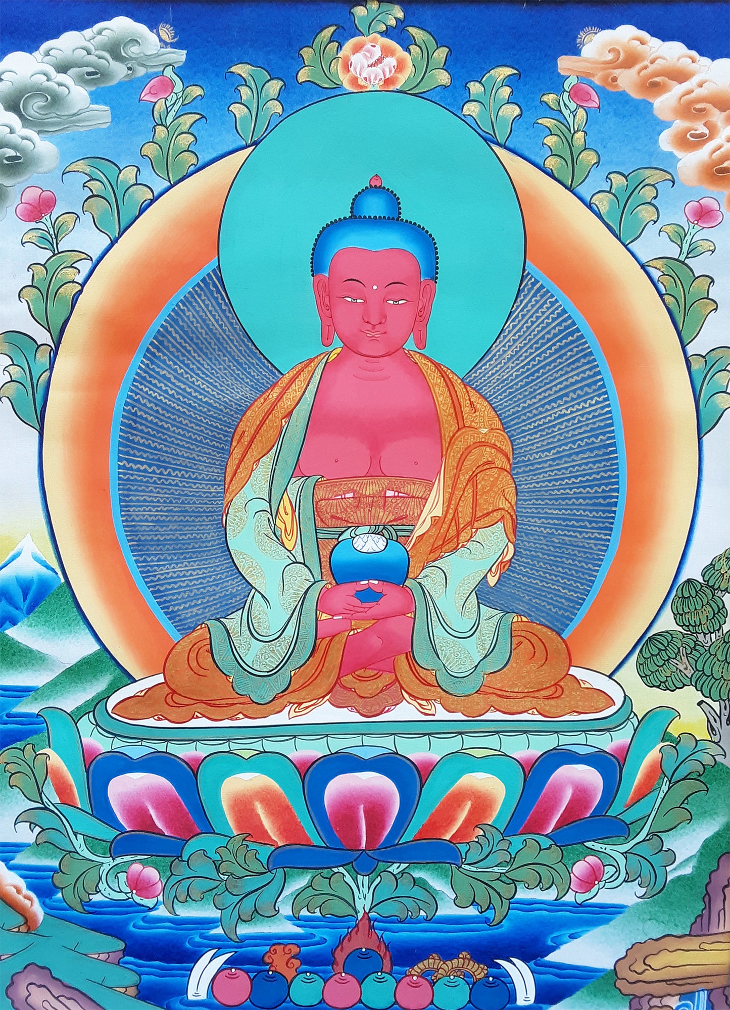 Buddha Amitabha Thangka 25"x30"