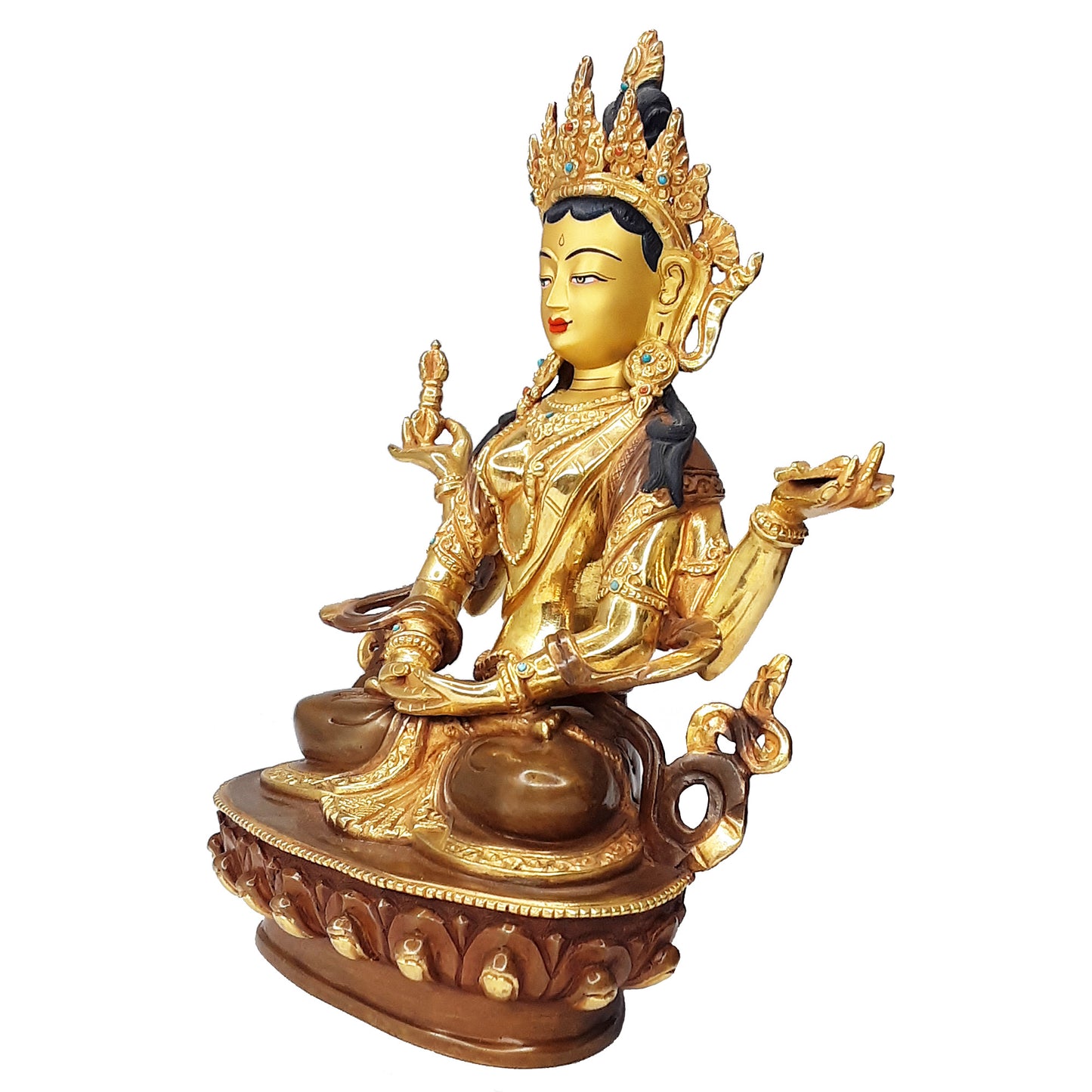 Prajnaparamita Statue Gold Plated 8.75"
