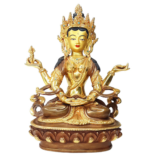 Prajnaparamita Statue Gold Plated 8.75"