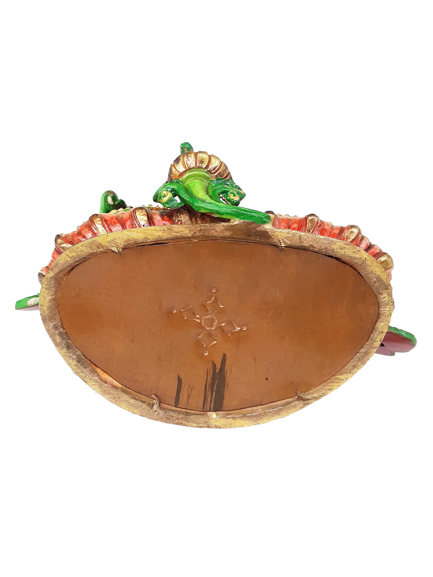 Green Tara Statue Painted Gold Plated 5.5"