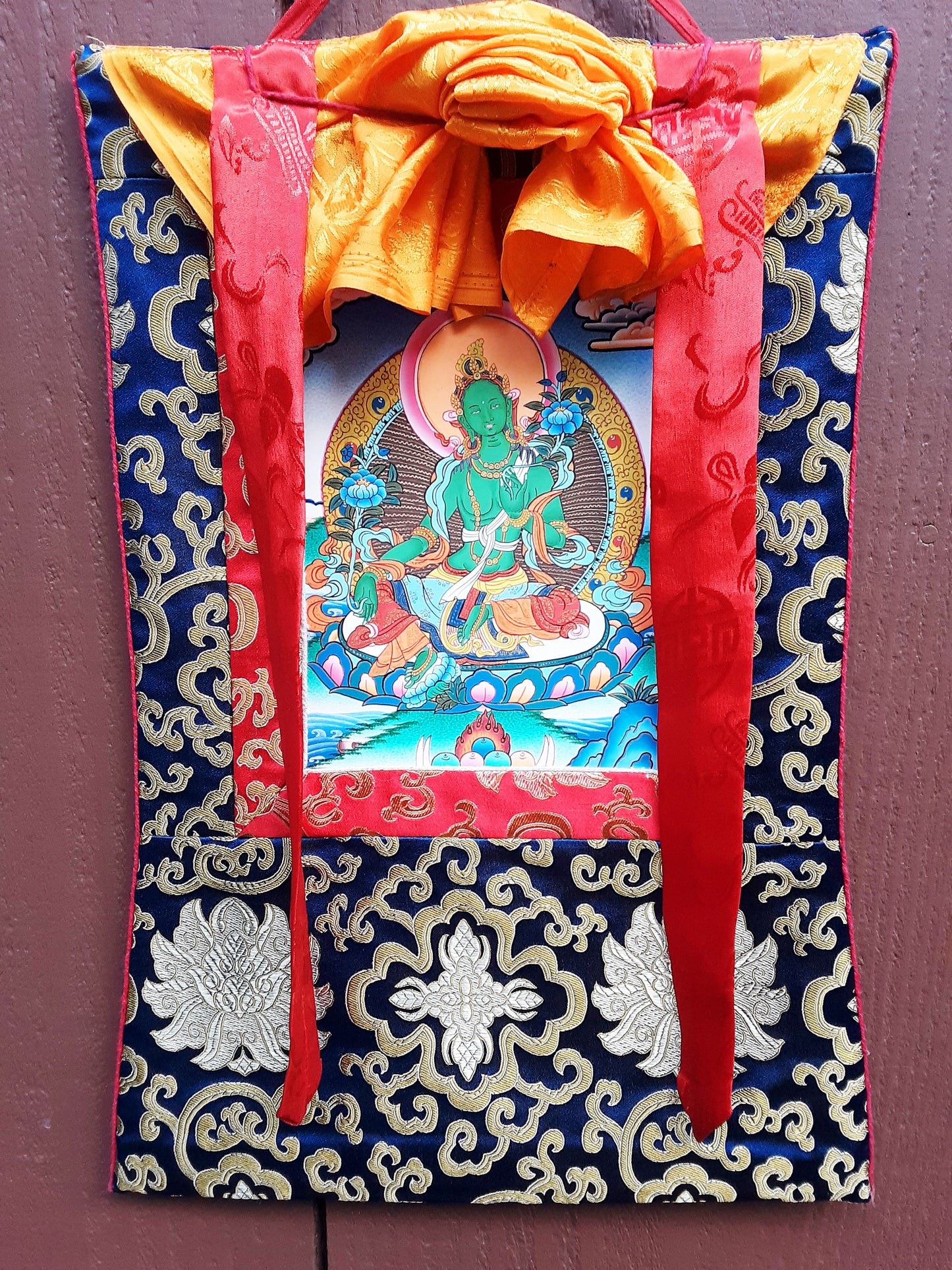 Green Tara Thangka (SM) (13"x18")