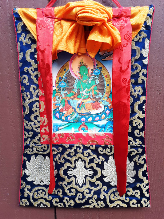 Green Tara Thangka (SM) (13"x18")