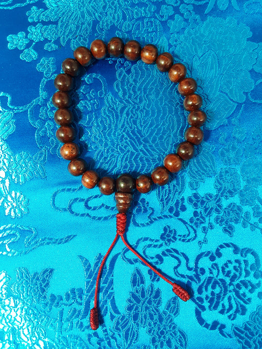 Rosewood Wrist Mala, 8mm (red or brown string)