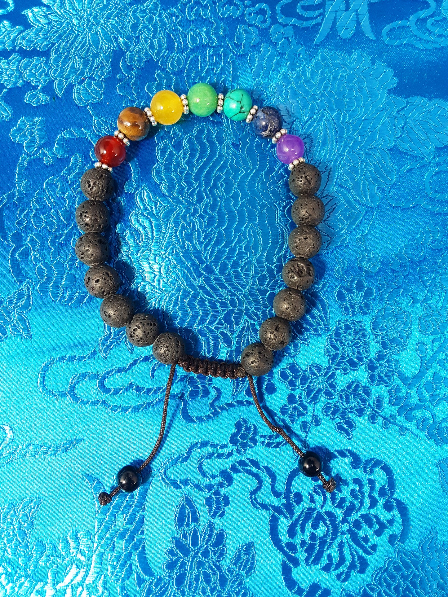 Lava Rock w/ Chakra Stones Wrist Mala, 8mm