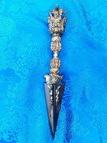 3 Horsehead Hayagriva Phurba 7" by Natsog Dorje (Steel-Meteorite Blade)
