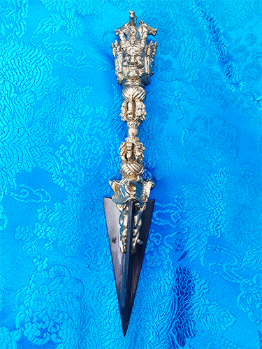 3 Horsehead Hayagriva Phurba 7" by Natsog Dorje (Steel-Meteorite Blade)