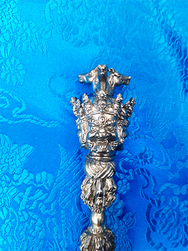 3 Horsehead Hayagriva Phurba 7" by Natsog Dorje (Steel-Meteorite Blade)