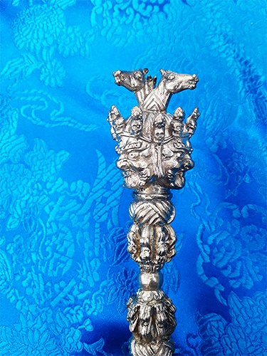 3 Horsehead Hayagriva Phurba 7" by Natsog Dorje (Steel-Meteorite Blade)