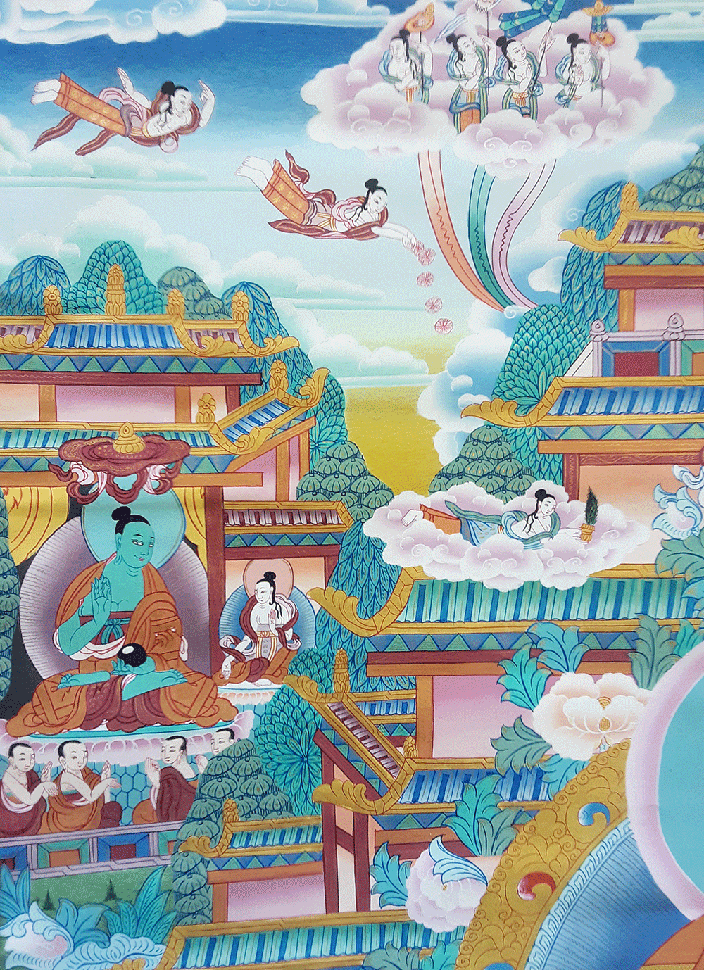 Amitabha Pure Land Thangka 45"x63"