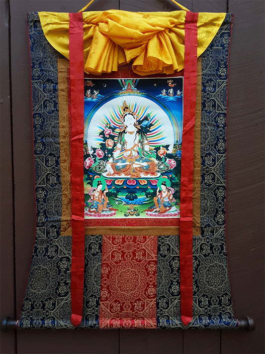 White Tara Print Thangka 28"x36"