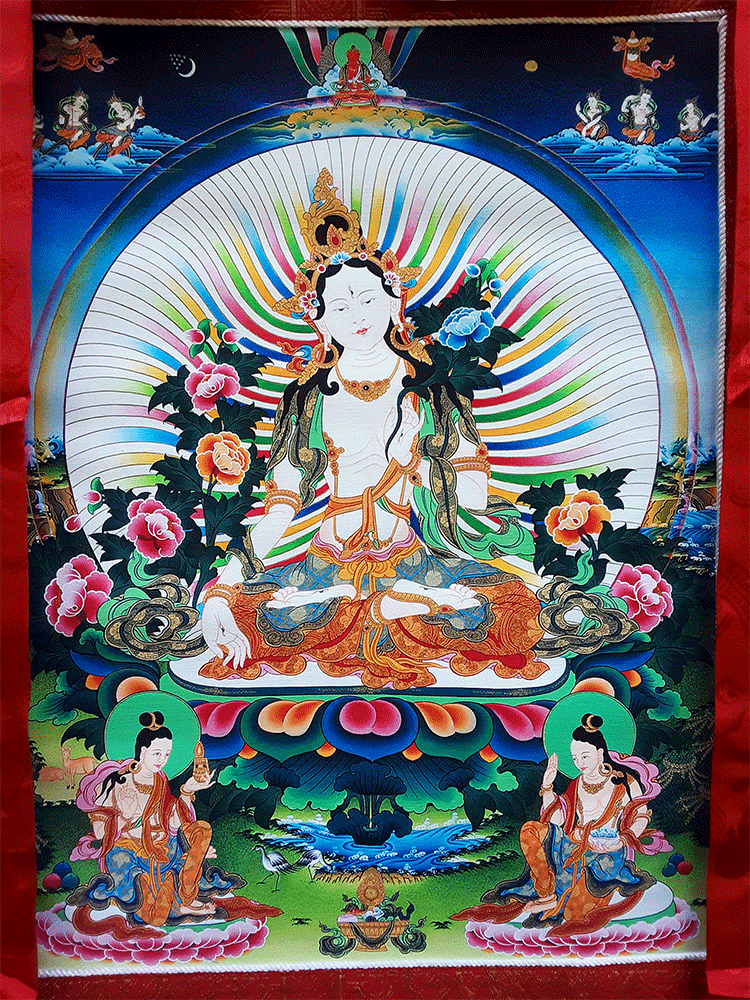White Tara Print Thangka 28"x36"