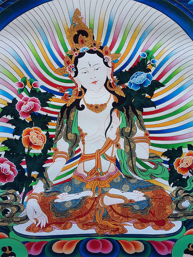 White Tara Print Thangka 28"x36"