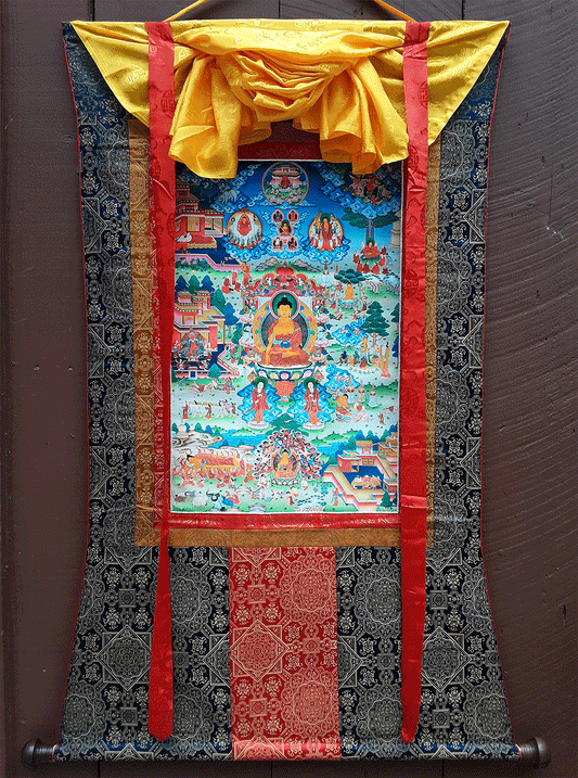 Life of Buddha Print Thangka 36"x48"