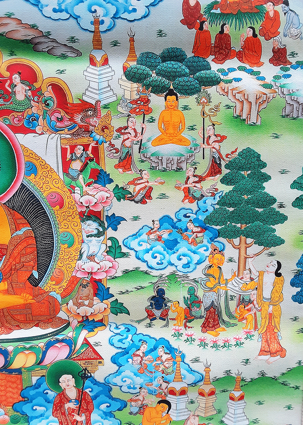 Life of Buddha Print Thangka 36"x48"