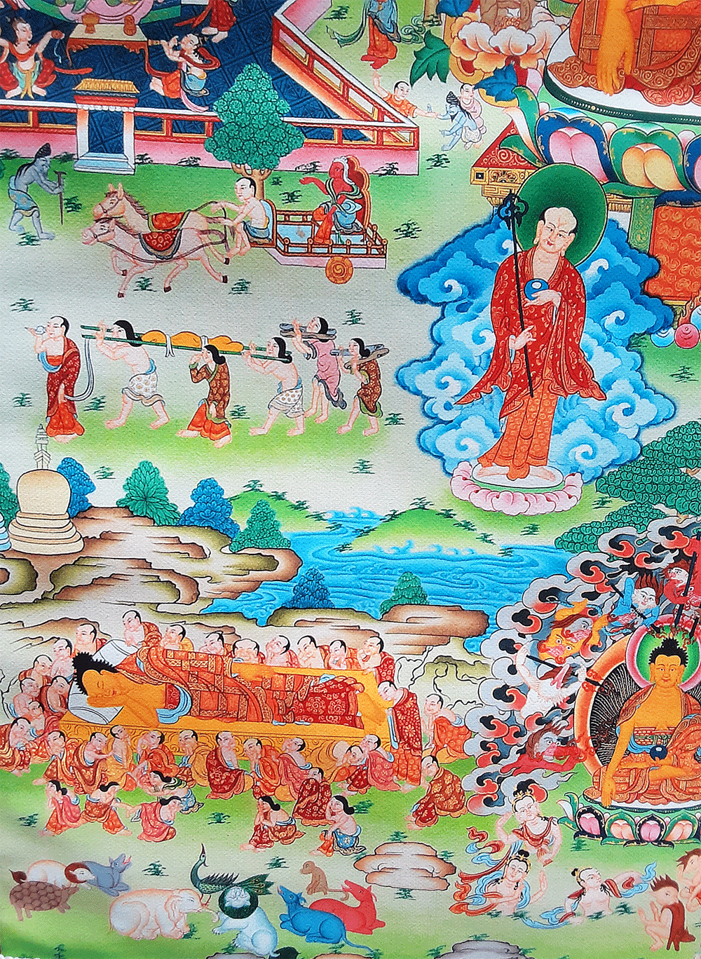 Life of Buddha Print Thangka 36"x48"