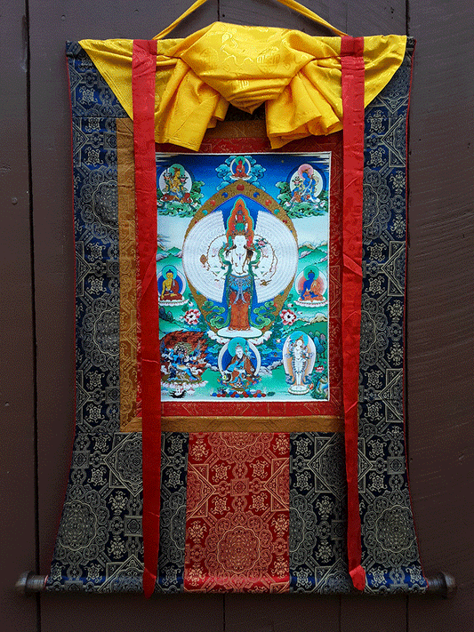 1000-Arm Chenrezig Print Thangka 28"x36"
