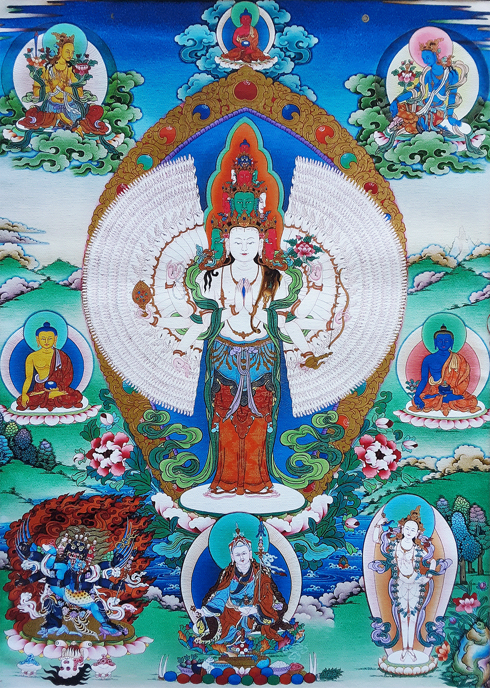 1000-Arm Chenrezig Print Thangka 28"x36"