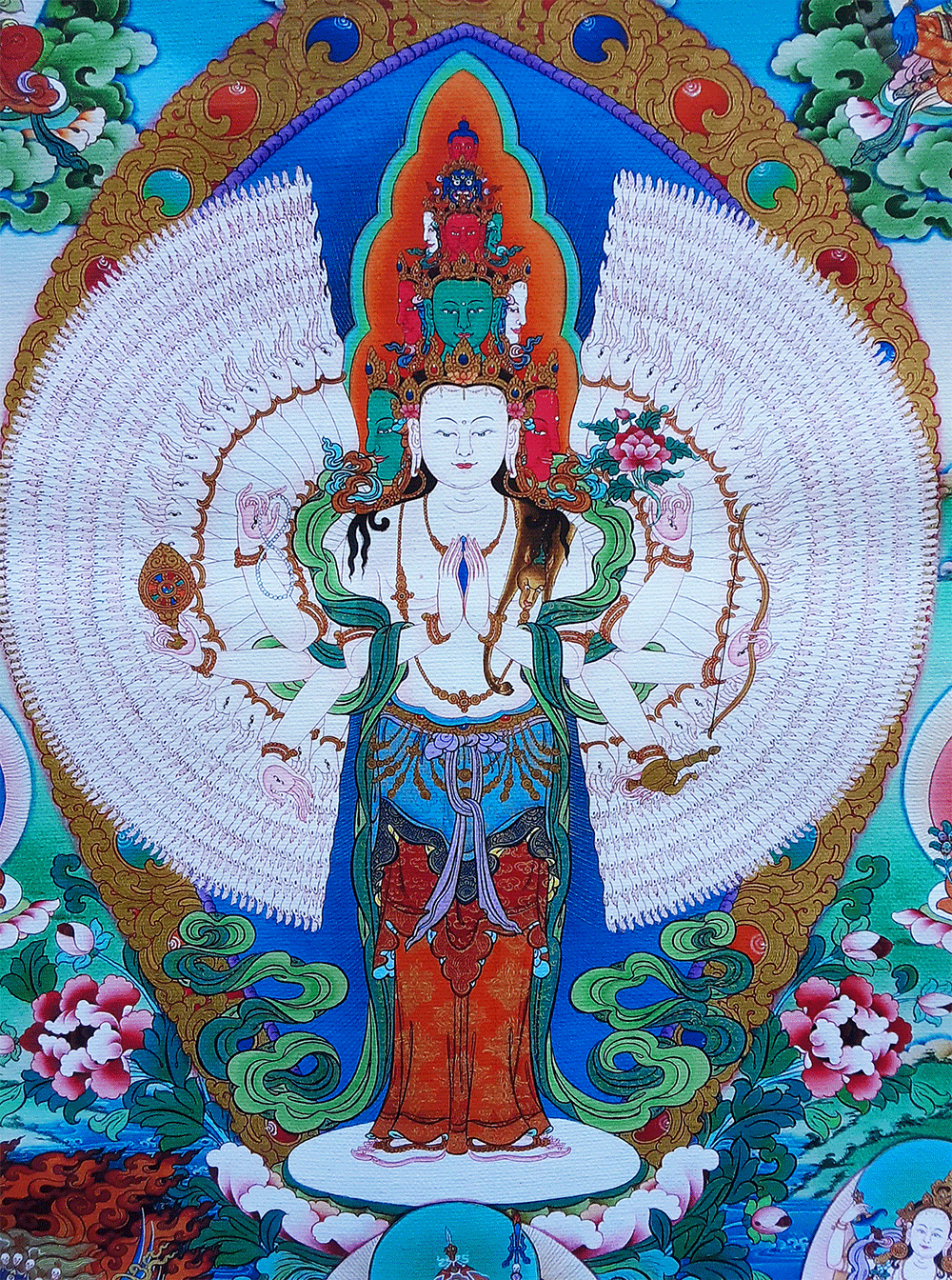 1000-Arm Chenrezig Print Thangka 28"x36"
