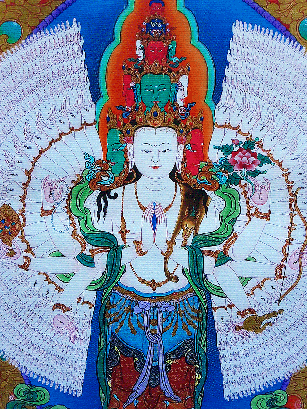1000-Arm Chenrezig Print Thangka 28"x36"