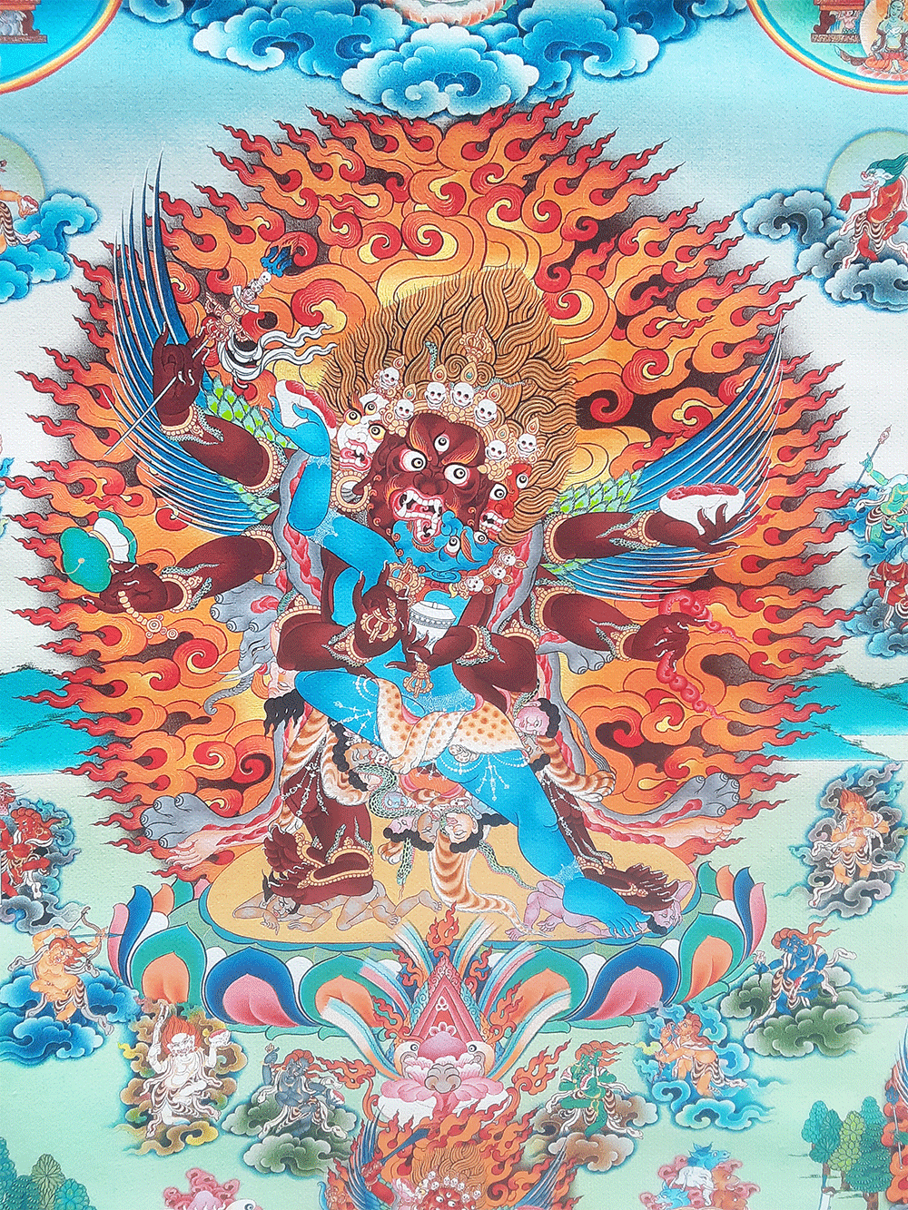 One Hundred Peaceful and Wrathful Deities (Shitro) Print Thangka 36"x48"