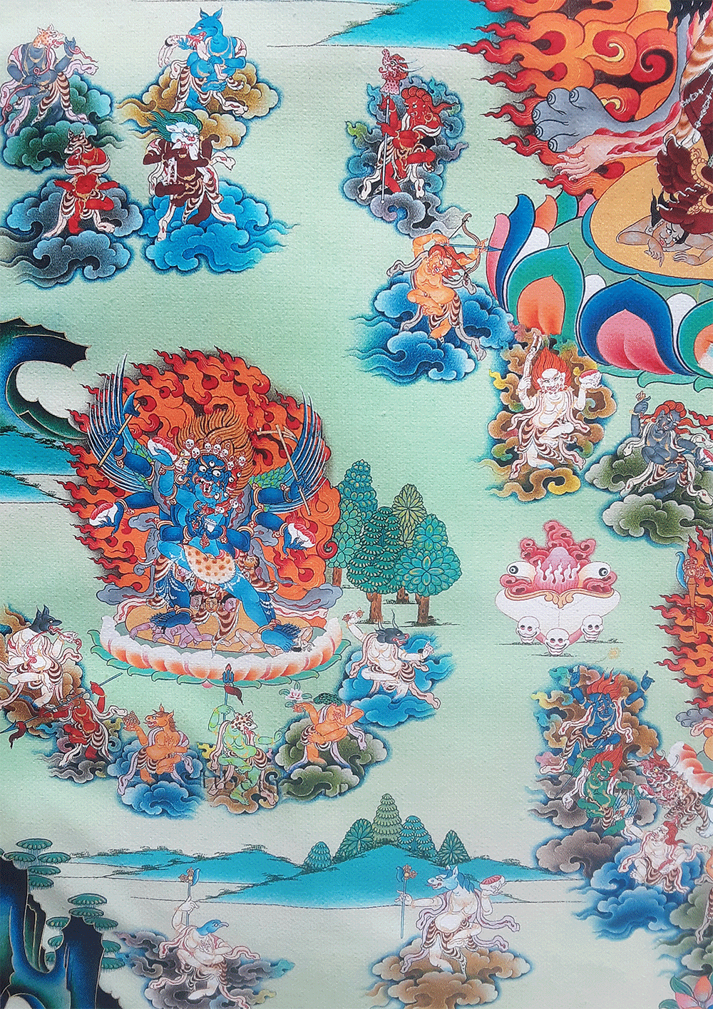 One Hundred Peaceful and Wrathful Deities (Shitro) Print Thangka 36"x48"