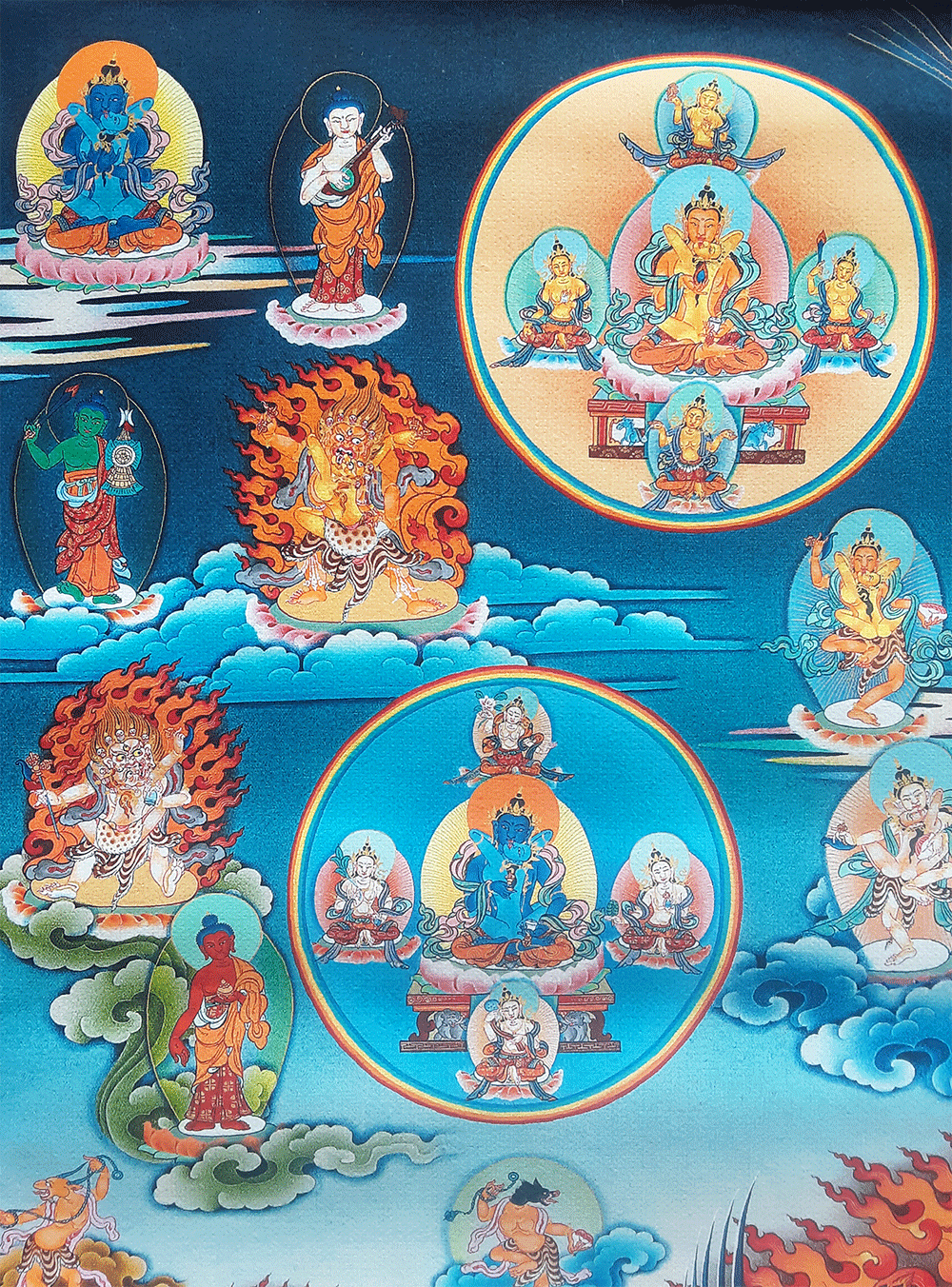 One Hundred Peaceful and Wrathful Deities (Shitro) Print Thangka 36"x48"